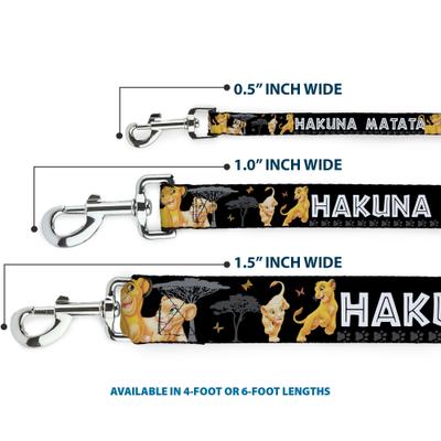 Show full view: Buckle-Down Lion King Simba Nala Hakuna Matata Polyester Dog Leash, Black, 6-ft long, 1-in wide slide 4 of 8