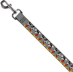 Buckle-Down Mickey Mouse Glasses Poses Polyester Dog Leash, Grey, 4-ft long, 1-in wide slide 2 of 6