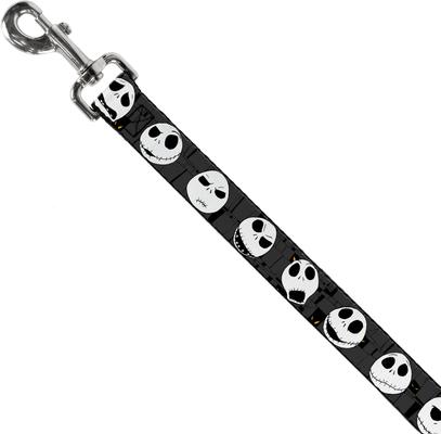 Show full view: Buckle-Down Nightmare Before Christmas Jack Expressions Halloween Polyester Dog Leash, Grey, 6-ft long, 1-in wide slide 3 of 7