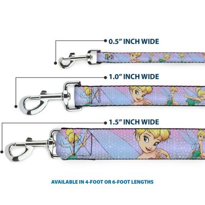 Show full view: Buckle-Down Tinker Bell Poses Flowers Stars Skull Polyester Dog Leash, Purple, 6-ft long, 1-in wide slide 4 of 7