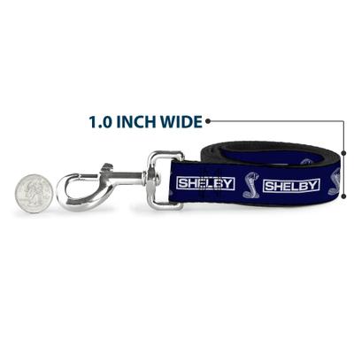 Show full view: Buckle-Down Carroll Shelby Box Logo & Super Snake Cobra Polyester Dog Leash, Blue, 6-ft long, 1-in wide slide 5 of 6