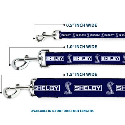 Show full view: Buckle-Down Carroll Shelby Box Logo & Super Snake Cobra Polyester Dog Leash, Blue, 6-ft long, 1-in wide slide 3 of 6
