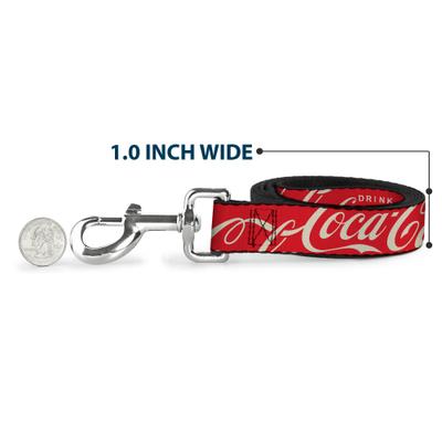Show full view: Buckle-Down Drink Coca-Cola Typography Logo Scattered Polyester Dog Leash, Red, 6-ft long, 1-in wide slide 5 of 6