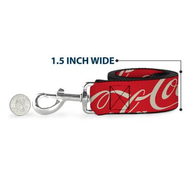 Show full view: Buckle-Down Drink Coca-Cola Typography Logo Scattered Polyester Dog Leash, Red, 6-ft long, 1-in wide slide 6 of 6