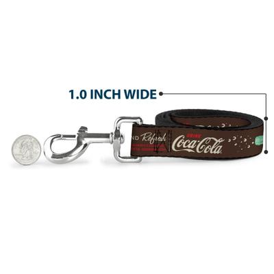 Show full view: Buckle-Down Drink Coca-Cola Pause & Refresh Bottle Polyester Dog Leash, Brown, 6-ft long, 1-in wide slide 5 of 6
