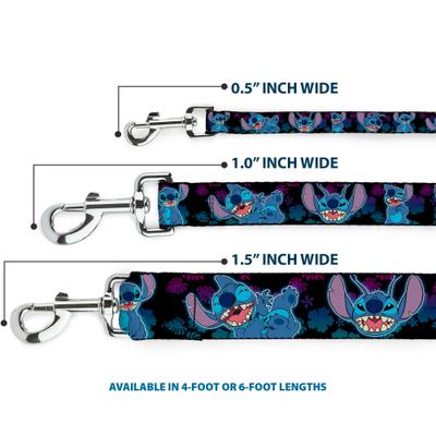 Show full view: Buckle-Down Disney Stitch Expressions & Poses Tropical Fade Polyester Dog Leash, Blue, 6-ft long, 1-in wide slide 4 of 7