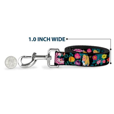 Show full view: Buckle-Down Disney Alice Cheshire Cat Flowers Poses Polyester Dog Leash, 6-ft long, 1-in wide slide 5 of 6