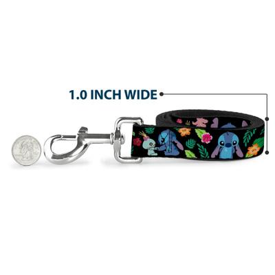 Show full view: Buckle-Down Disney Stitch Scrump Poses Tropical Flora Polyester Dog Leash, 6-ft long, 1-in wide slide 5 of 6