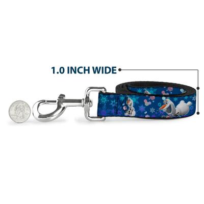 Show full view: Buckle-Down Disney Frozen Olaf Poses Snowflakes Polyester Dog Leash, Blue, 6-ft long, 1-in wide slide 5 of 6