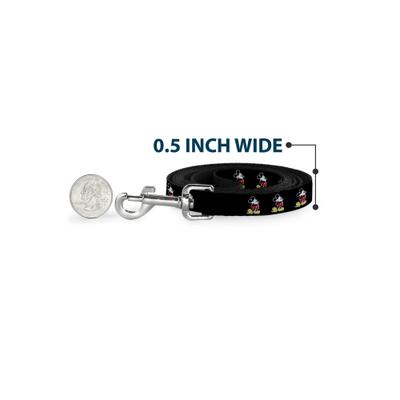 Show full view: Buckle-Down Disney Classic Mickey Mouse Pose Polyester Dog Leash, Black, 6-ft long, 1-in wide slide 5 of 7
