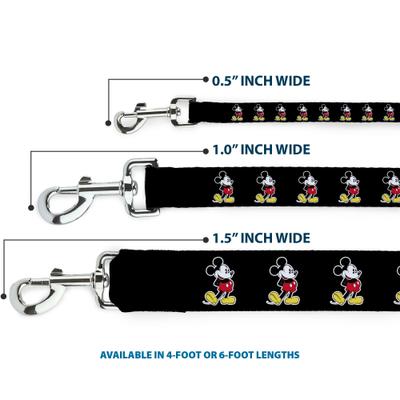 Show full view: Buckle-Down Disney Classic Mickey Mouse Pose Polyester Dog Leash, Black, 6-ft long, 1-in wide slide 4 of 7