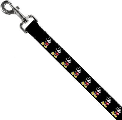 Show full view: Buckle-Down Disney Classic Mickey Mouse Pose Polyester Dog Leash, Black, 6-ft long, 1-in wide slide 3 of 7
