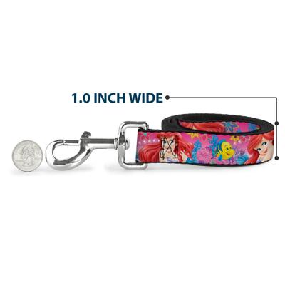 Show full view: Buckle-Down Disney Ariel Flounder Fish Trio Poses Polyester Dog Leash, Pink, 6-ft long, 1-in wide slide 5 of 6