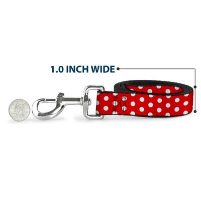 Show full view: Buckle-Down Disney Minnie Mouse Polka Dots Polyester Dog Leash, Red, 6-ft long, 1-in wide slide 5 of 6
