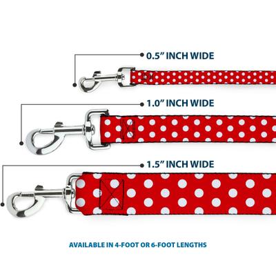 Show full view: Buckle-Down Disney Minnie Mouse Polka Dots Polyester Dog Leash, Red, 6-ft long, 1-in wide slide 3 of 6
