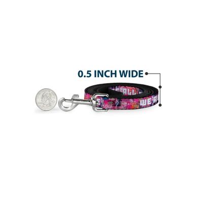 Show full view: Buckle-Down Disney Transparent Cheshire Cat Poses We're All Mad Here Polyester Dog Leash, Pink, 6-ft long, 1-in wide slide 4 of 6
