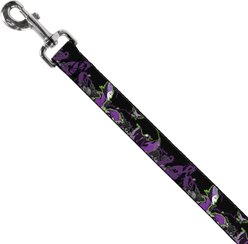 Buckle-Down Disney Maleficent Diablo Black Roses Polyester Dog Leash, Purple, 4-ft long, 1-in wide slide 2 of 6
