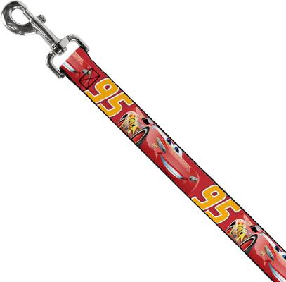 Show full view: Buckle-Down Disney Cars Lightning McQueen Smiling Pose 95 Polyester Dog Leash, Red, 4-ft long, 1-in wide slide 2 of 6