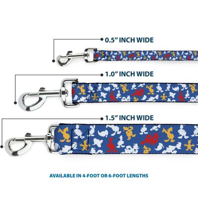 Show full view: Buckle-Down Disney Donald Duck Face Poses Scattered Polyester Dog Leash, Blue, 4-ft long, 1-in wide slide 3 of 6