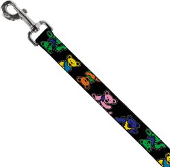 Buckle-Down Grateful Dead Dancing Bears Close Up Polyester Dog Leash, 6-ft long, 1-in wide slide 2 of 6