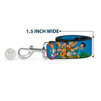 Show full view: Buckle-Down The Flintstones The Flintstones & Rubbles Group Pose Logo Polyester Dog Leash, Blue, 4-ft long, 1-in wide slide 7 of 7