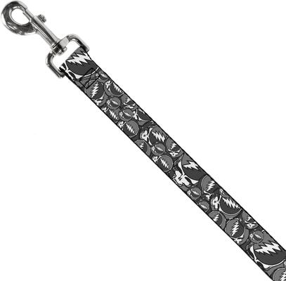 Show full view: Buckle-Down Grateful Dead Steal Your Face Stacked Polyester Dog Leash, Grey, 6-ft long, 1-in wide slide 3 of 7
