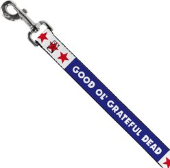 Buckle-Down Grateful Dead Good Ol Grateful Dead Text & Stars Polyester Dog Leash, 4-ft long, 1-in wide slide 2 of 6