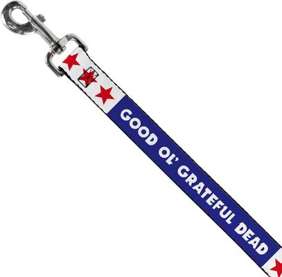 Show full view: Buckle-Down Grateful Dead Good Ol Grateful Dead Text & Stars Polyester Dog Leash, 6-ft long, 1-in wide slide 2 of 6