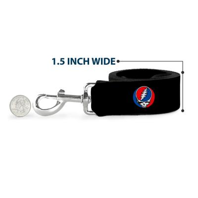 Show full view: Buckle-Down Grateful Dead Steal Your Face Repeat Polyester Dog Leash, Black, 4-ft long, 1-in wide slide 6 of 6