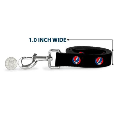 Show full view: Buckle-Down Grateful Dead Steal Your Face Repeat Polyester Dog Leash, Black, 4-ft long, 1-in wide slide 5 of 6