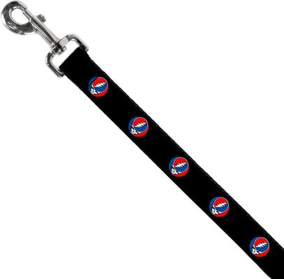 Show full view: Buckle-Down Grateful Dead Steal Your Face Repeat Polyester Dog Leash, Black, 4-ft long, 1-in wide slide 2 of 6