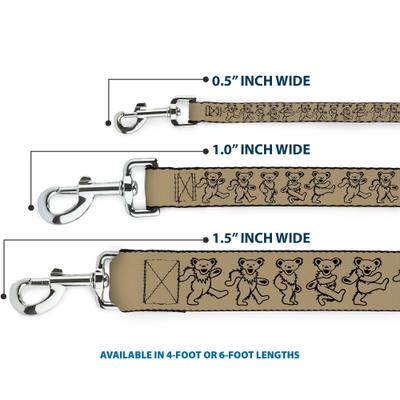 Show full view: Buckle-Down Grateful Dead Dancing Bears Polyester Dog Leash, Beige, 6-ft long, 1-in wide slide 3 of 6