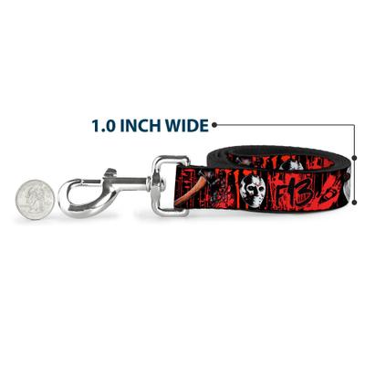 Show full view: Buckle-Down Warner Bros. Friday the 13th Jason Mask Axe Blood Splatter Polyester Dog Leash, Red, 6-ft long, 1-in wide slide 5 of 6