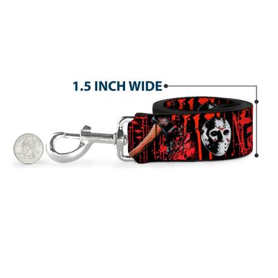 Show full view: Buckle-Down Warner Bros. Friday the 13th Jason Mask Axe Blood Splatter Polyester Dog Leash, Red, 6-ft long, 1-in wide slide 6 of 6