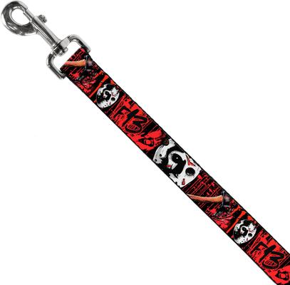 Show full view: Buckle-Down Warner Bros. Friday the 13th Jason Mask Axe Blood Splatter Polyester Dog Leash, Red, 6-ft long, 1-in wide slide 2 of 6