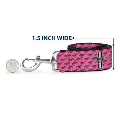 Show full view: Buckle-Down Ford Mustang Bars Text Logo Repeat Polyester Dog Leash, Pink, 6-ft long, 1-in wide slide 6 of 6
