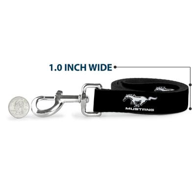 Show full view: Buckle-Down Ford Mustang Black Logo Repeat Polyester Dog Leash, White, 6-ft long, 1-in wide slide 5 of 6