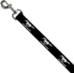 Buckle-Down Ford Mustang Black Logo Repeat Polyester Dog Leash, White, 6-ft long, 1-in wide slide 2 of 6