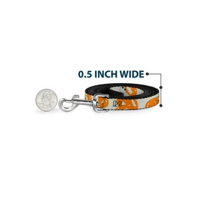 Show full view: Buckle-Down Disney The Nightmare Before Christmas Jack Pose & Pumpkins Collage Polyester Dog Leash, Orange, 6-ft long, 1-in wide slide 4 of 6