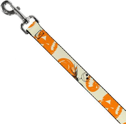 Show full view: Buckle-Down Disney The Nightmare Before Christmas Jack Pose & Pumpkins Collage Polyester Dog Leash, Orange, 6-ft long, 1-in wide slide 2 of 6