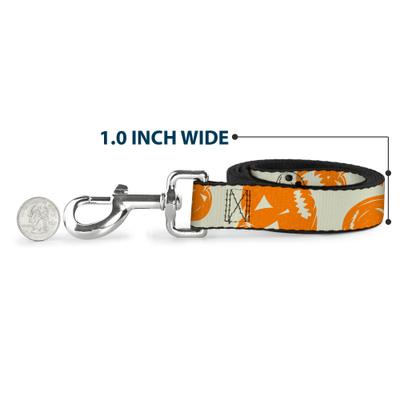 Show full view: Buckle-Down Disney The Nightmare Before Christmas Jack Pose & Pumpkins Collage Polyester Dog Leash, Orange, 6-ft long, 1-in wide slide 5 of 6