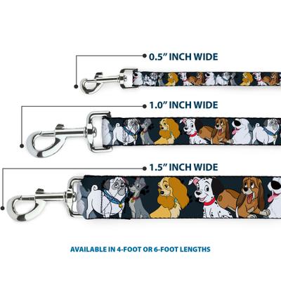 Show full view: Buckle-Down Disney Dogs Group Collage Paws Polyester Dog Leash, Black, 6-ft long, 1-in wide slide 3 of 6