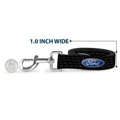 Show full view: Buckle-Down Ford Oval Repeat Text Polyester Dog Leash, Blue, 6-ft long, 1-in wide slide 5 of 6