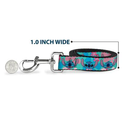 Show full view: Buckle-Down Disney Lilo & Stitch Expressions & Flowers Polyester Dog Leash, Blue, 6-ft long, 1-in wide slide 5 of 6