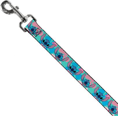 Show full view: Buckle-Down Disney Lilo & Stitch Expressions & Flowers Polyester Dog Leash, Blue, 6-ft long, 1-in wide slide 2 of 6
