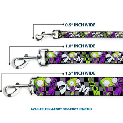 Show full view: Buckle-Down Nickelodeon Invader Zim GIR Doom Pose Checker Polyester Dog Leash, 6-ft long, 1-in wide slide 3 of 6