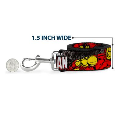 Show full view: Buckle-Down Marvel Comics The Invincible Iron Man Stacked Comic Books Action Poses Polyester Dog Leash, Red, 6-ft long, 1-in wide slide 7 of 7