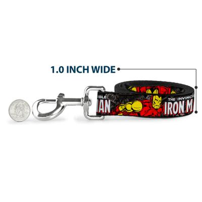 Show full view: Buckle-Down Marvel Comics The Invincible Iron Man Stacked Comic Books Action Poses Polyester Dog Leash, Red, 6-ft long, 1-in wide slide 6 of 7