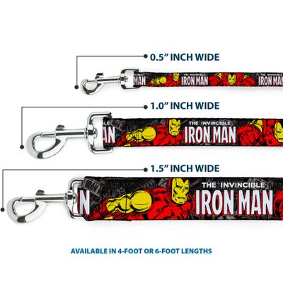 Show full view: Buckle-Down Marvel Comics The Invincible Iron Man Stacked Comic Books Action Poses Polyester Dog Leash, Red, 6-ft long, 1-in wide slide 4 of 7