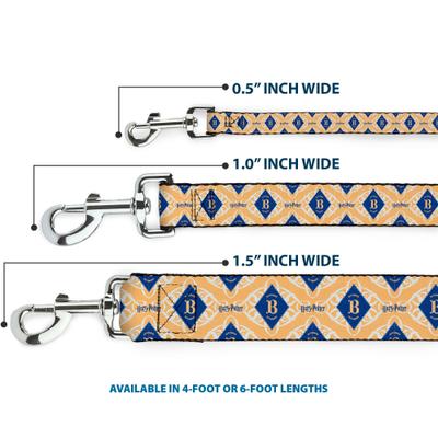 Show full view: Buckle-Down Harry Potter Butterbeer Diamond Logo Polyester Dog Leash, Yellow, 4-ft long, 1-in wide slide 3 of 6